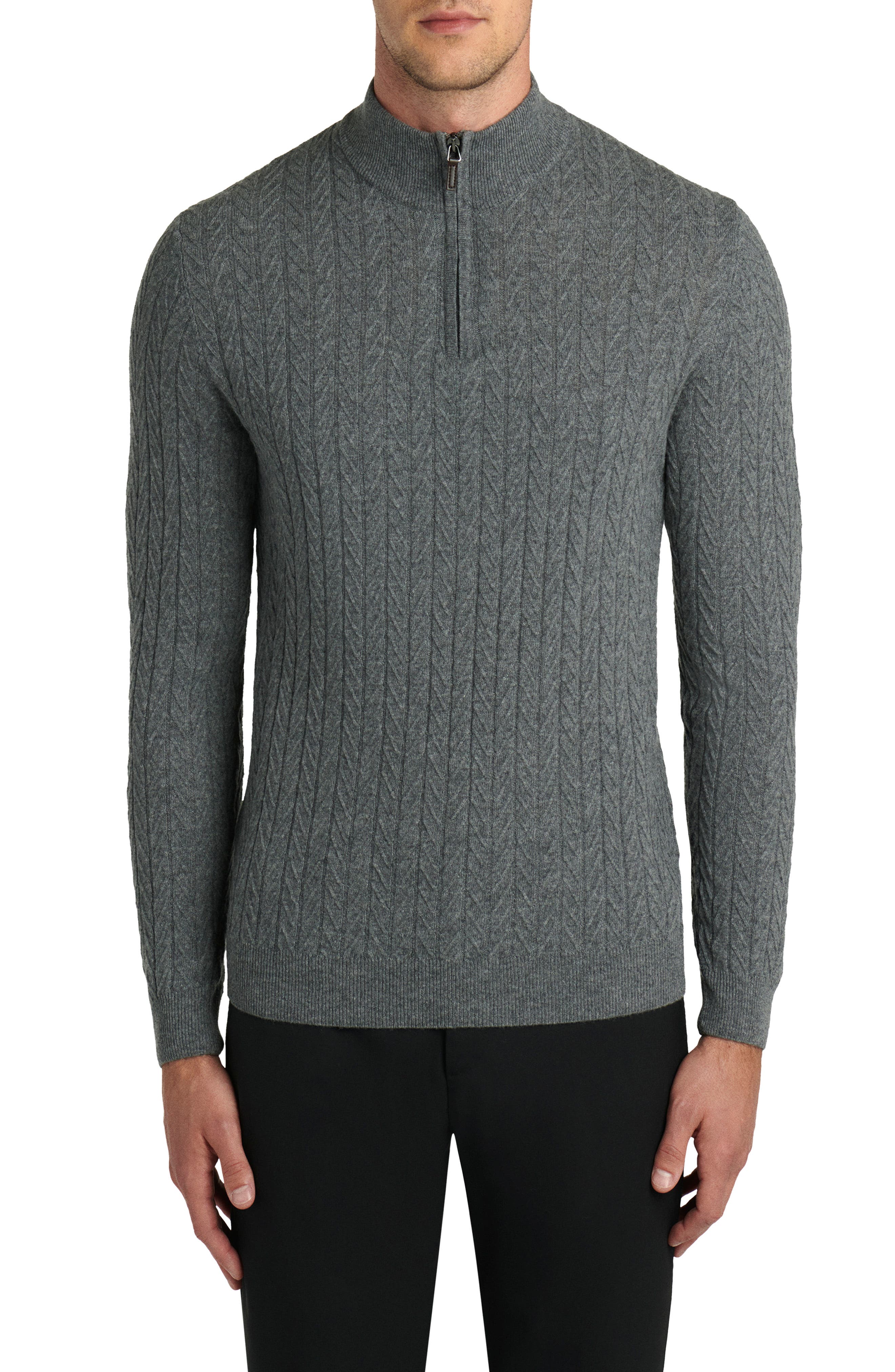 SikSilk Gray Knitwear Turtleneck Men's Knitwear Sweater